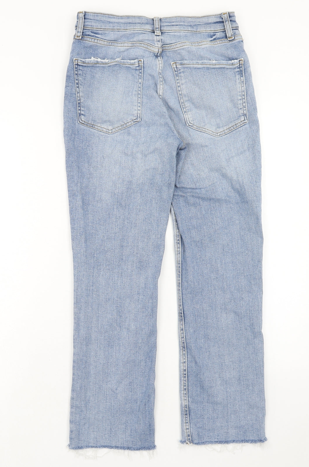 Zara Womens Blue Cotton Straight Jeans Size 10 Regular Zip