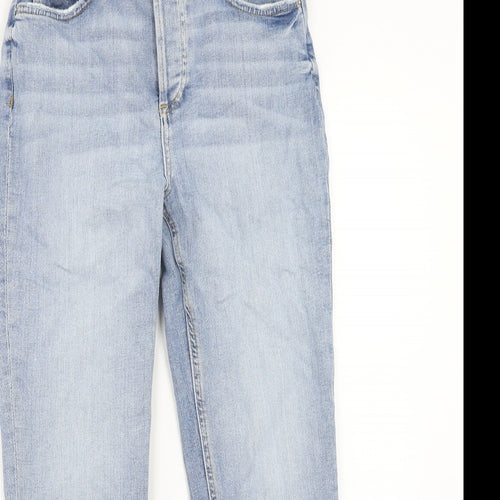 Zara Womens Blue Cotton Straight Jeans Size 10 Regular Zip