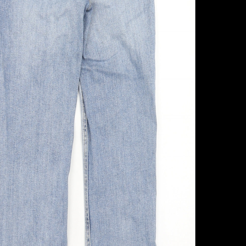 Zara Womens Blue Cotton Straight Jeans Size 10 Regular Zip