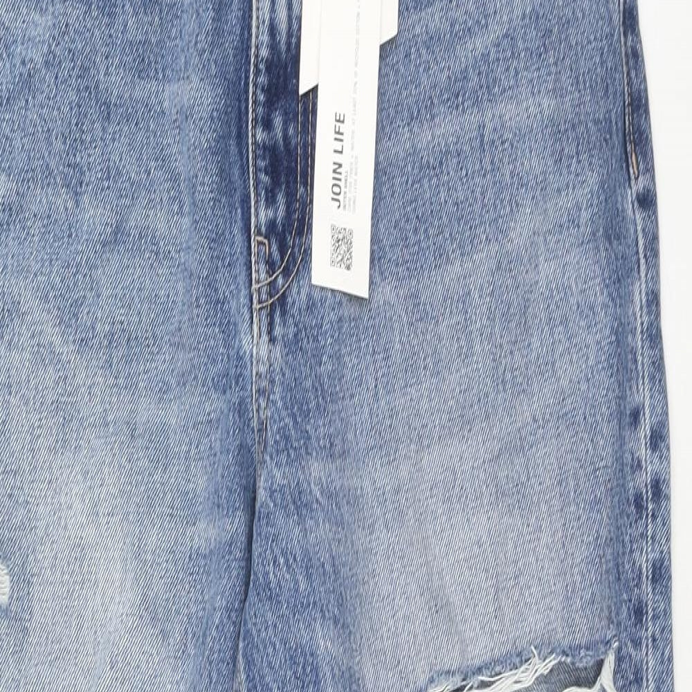 Zara Womens Blue Cotton Straight Jeans Size 10 Regular Zip