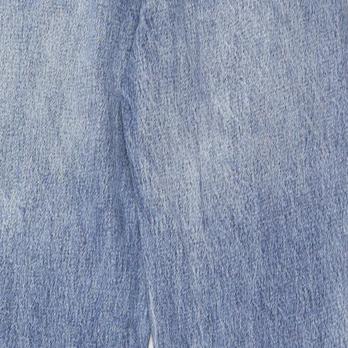 Zara Womens Blue Cotton Straight Jeans Size 10 Regular Zip