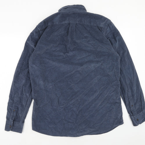 Goodthreads Mens Blue Cotton Button-Up Size L Collared Button