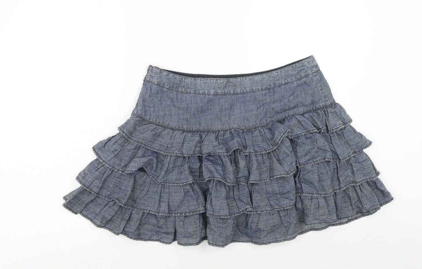 NEXT Womens Blue Linen Skater Skirt Size 14 Zip