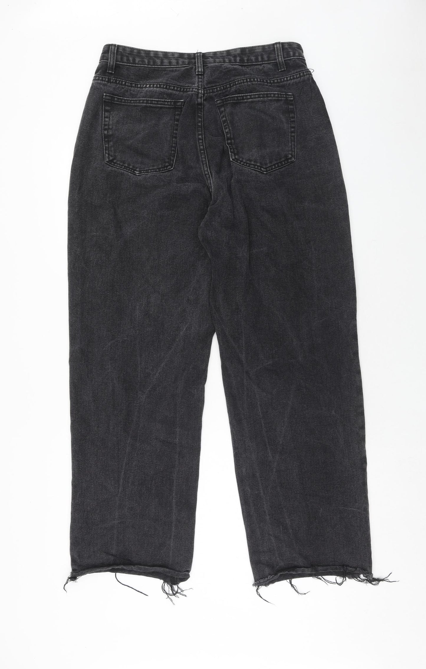 PRETTYLITTLETHING Womens Black Cotton Mom Jeans Size 12 Regular Zip