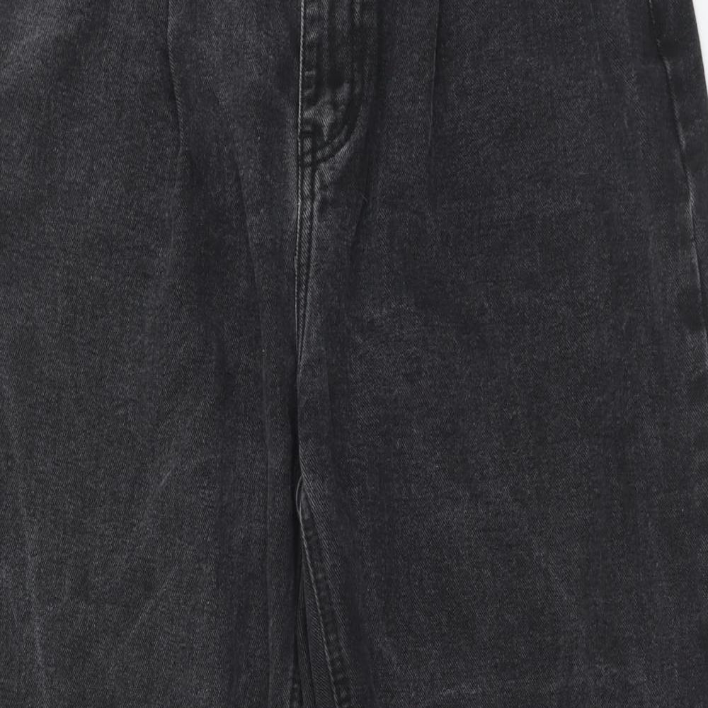 PRETTYLITTLETHING Womens Black Cotton Mom Jeans Size 12 Regular Zip