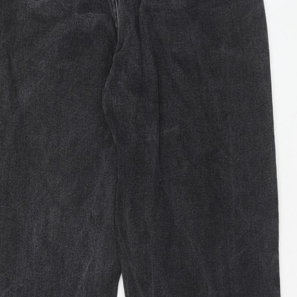 PRETTYLITTLETHING Womens Black Cotton Mom Jeans Size 12 Regular Zip
