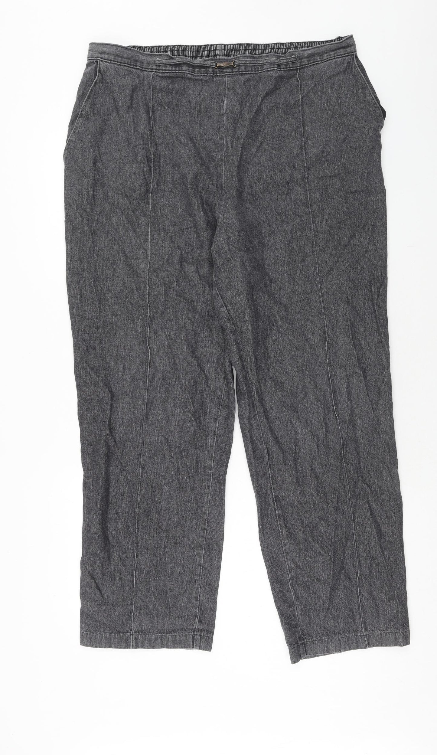 Marks and Spencer Womens Grey Cotton Straight Jeans Size 20 Regular