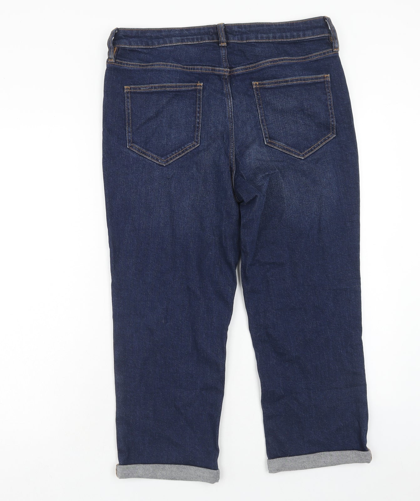 F&F Womens Blue Cotton Straight Jeans Size 14 Regular Zip