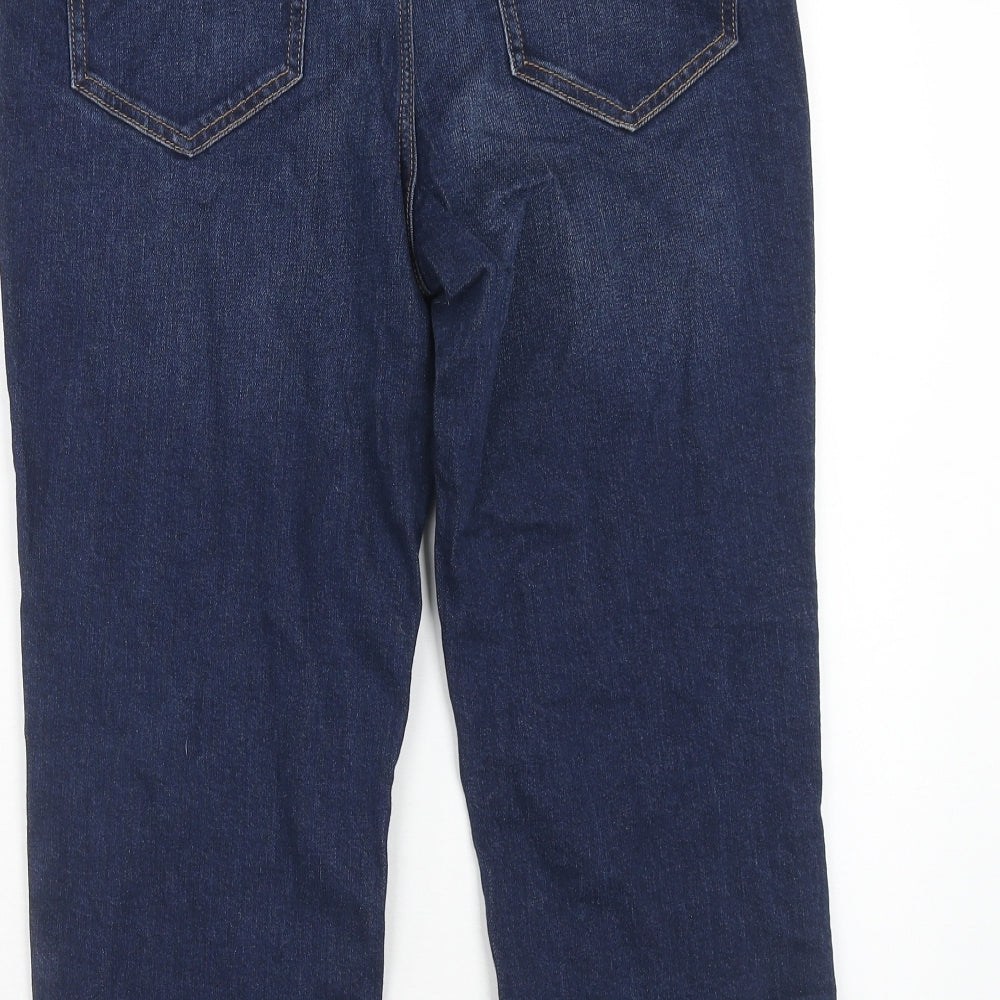 F&F Womens Blue Cotton Straight Jeans Size 14 Regular Zip