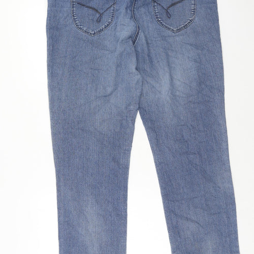 Bonmarché Womens Blue Cotton Straight Jeans Size 18 Regular Zip
