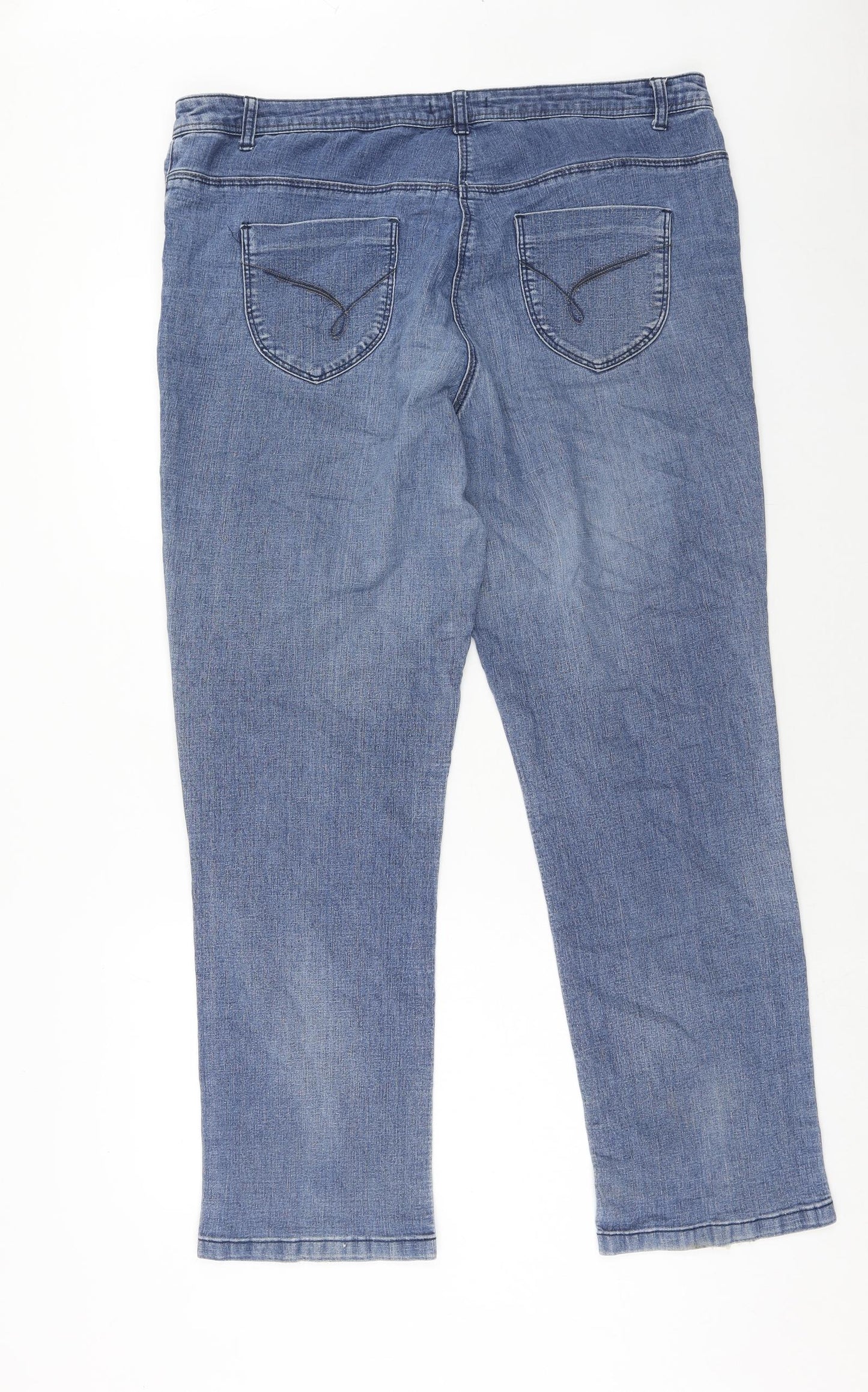 Bonmarché Womens Blue Cotton Straight Jeans Size 18 Regular Zip