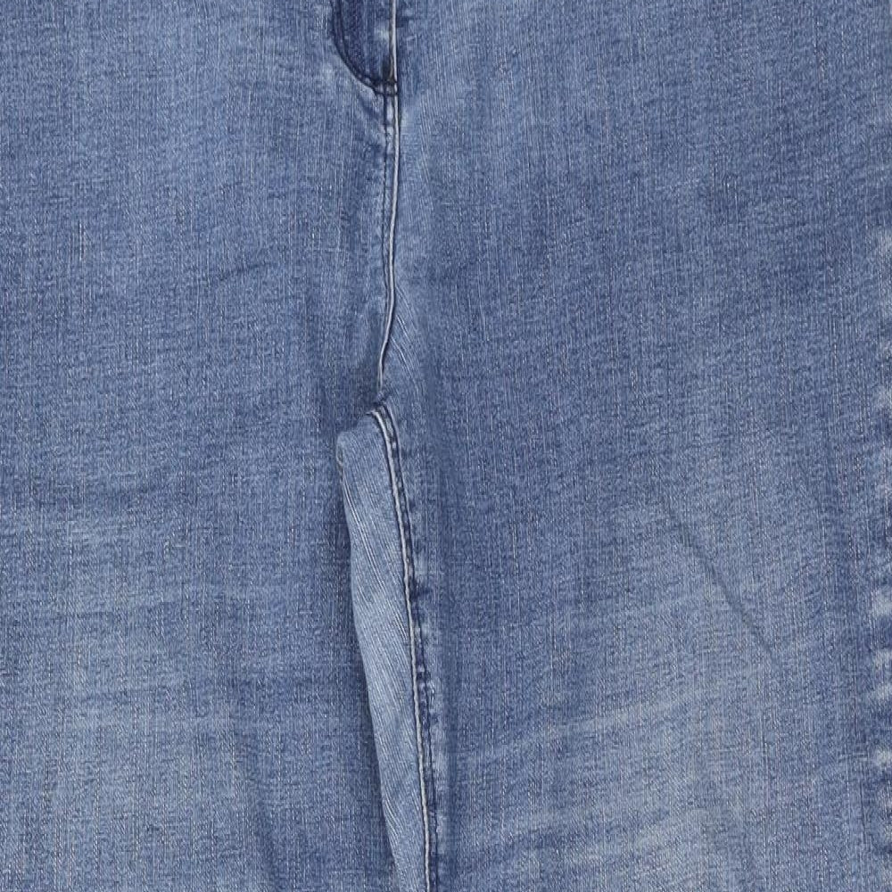 Bonmarché Womens Blue Cotton Straight Jeans Size 18 Regular Zip