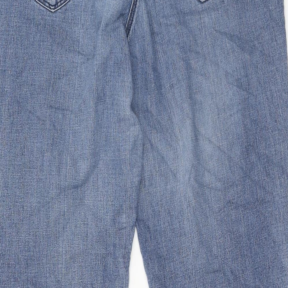 Bonmarché Womens Blue Cotton Straight Jeans Size 18 Regular Zip