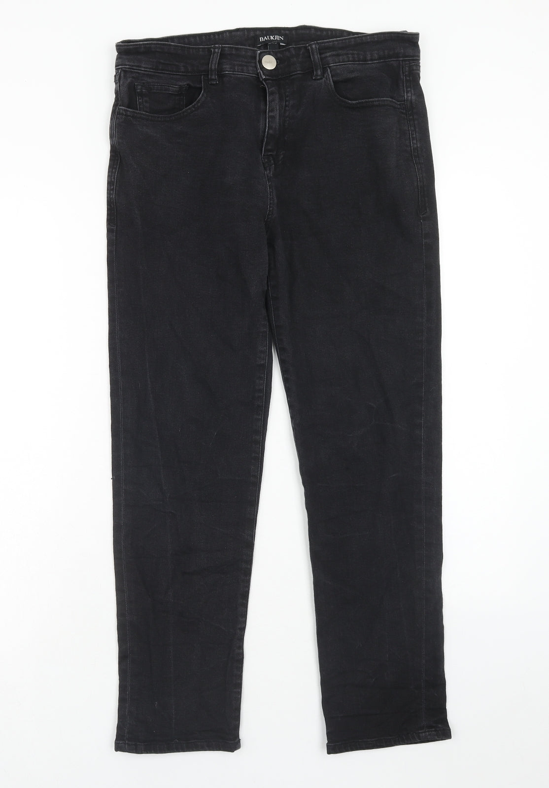 Baukjen Womens Black Cotton Straight Jeans Size 12 Regular Zip