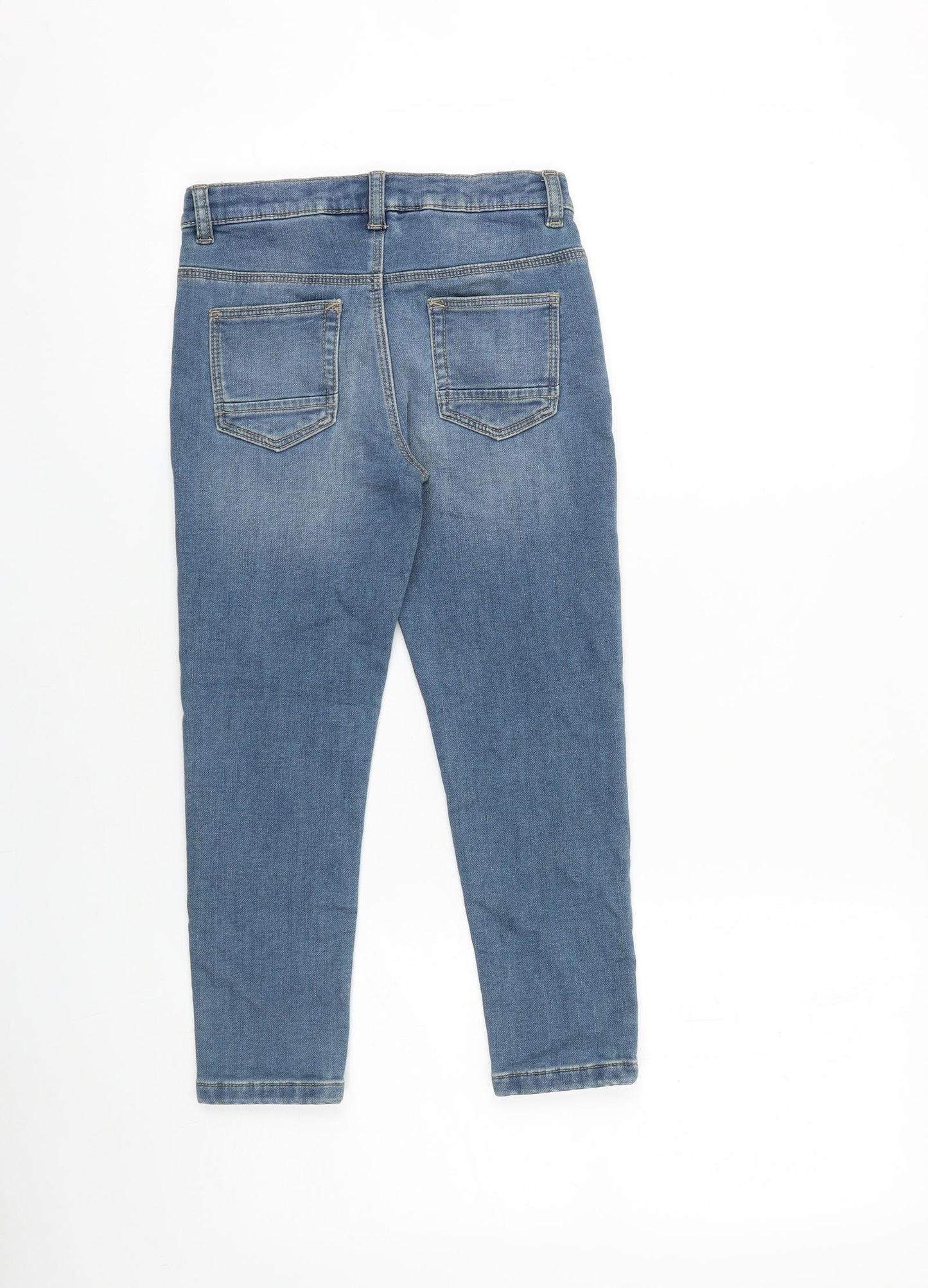 Marks and Spencer Boys Blue 100% Cotton Straight Jeans Size 5-6 Years Regular Zip