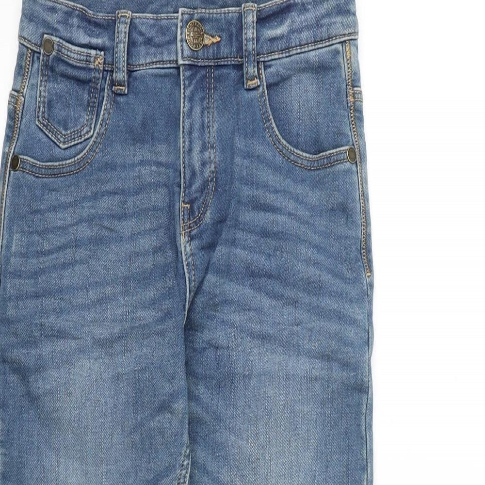 Marks and Spencer Boys Blue 100% Cotton Straight Jeans Size 5-6 Years Regular Zip