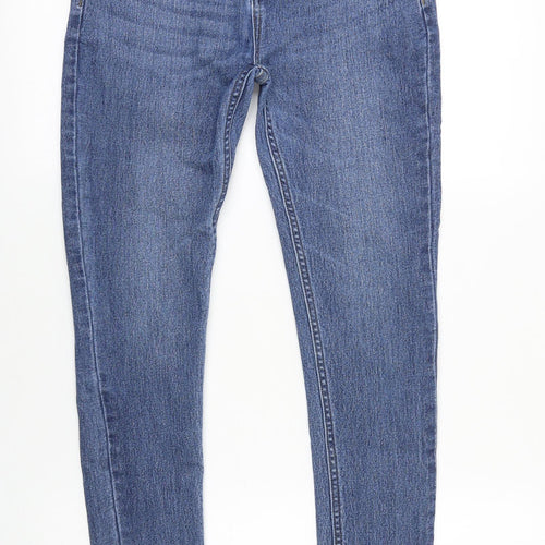 Marks and Spencer Womens Blue Herringbone Cotton Skinny Jeans Size 26 in L30 in Slim Zip