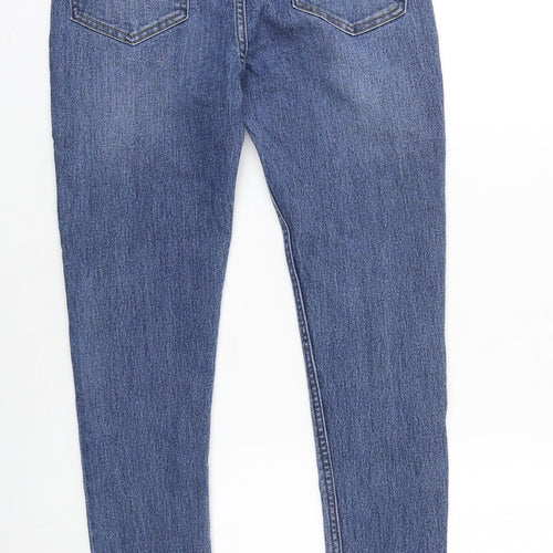 Marks and Spencer Womens Blue Herringbone Cotton Skinny Jeans Size 26 in L30 in Slim Zip