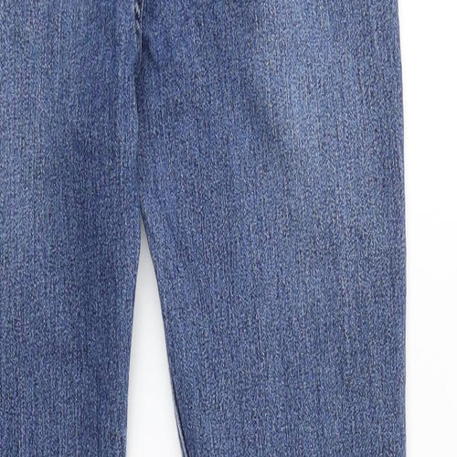 Marks and Spencer Womens Blue Herringbone Cotton Skinny Jeans Size 26 in L30 in Slim Zip