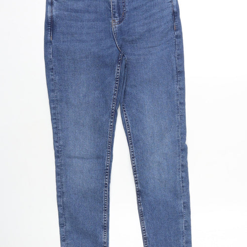 Marks and Spencer Womens Blue Cotton Skinny Jeans Size 6 L28 in Slim Zip