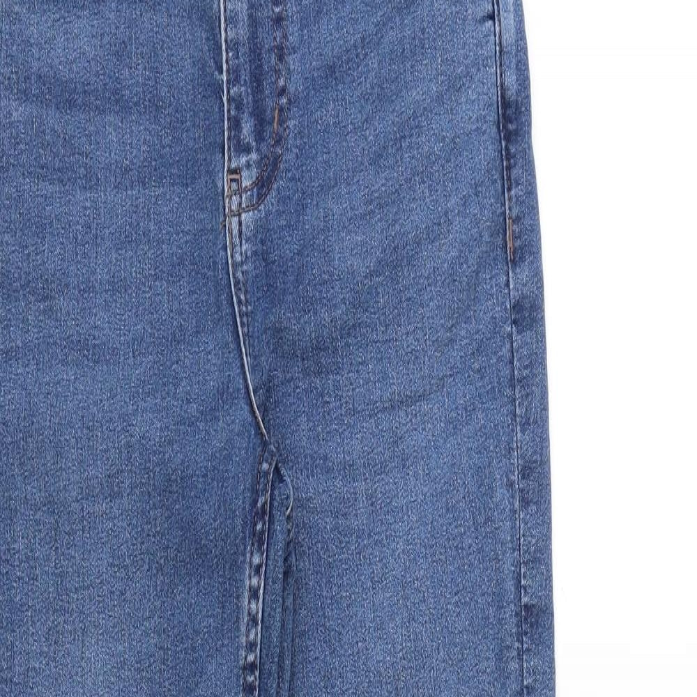 Marks and Spencer Womens Blue Cotton Skinny Jeans Size 6 L28 in Slim Zip