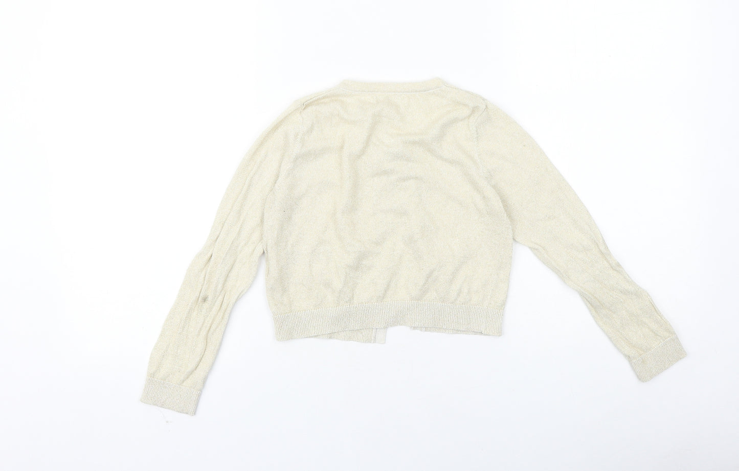 Blue Zoo Girls Gold Round Neck 100% Cotton Cardigan Jumper Size 6-7 Years Button