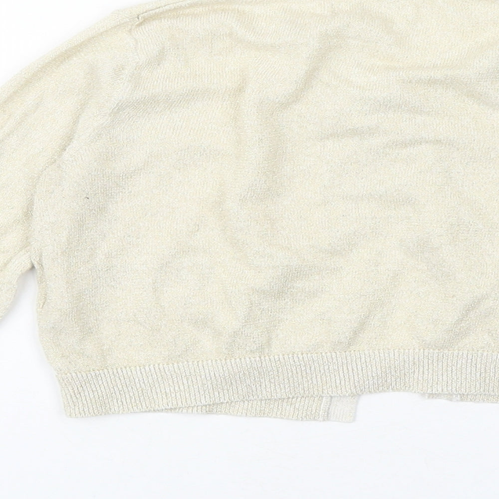 Blue Zoo Girls Gold Round Neck 100% Cotton Cardigan Jumper Size 6-7 Years Button