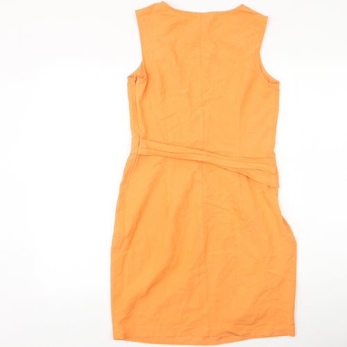 NEXT Womens Orange Viscose A-Line Size 8 Round Neck Zip