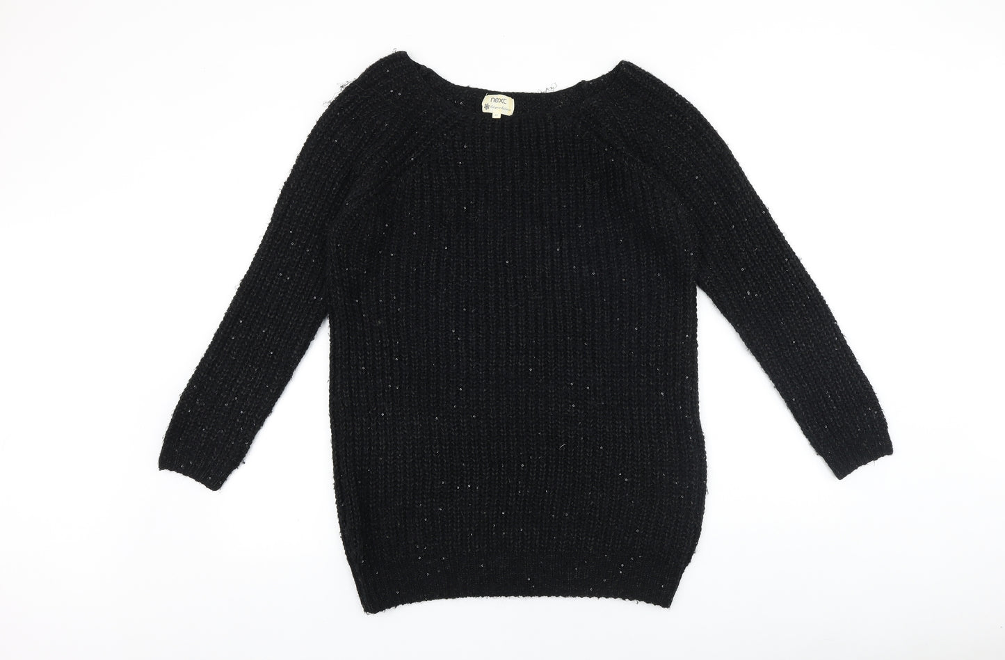 NEXT Womens Black Boat Neck Acrylic Pullover Jumper Size 14