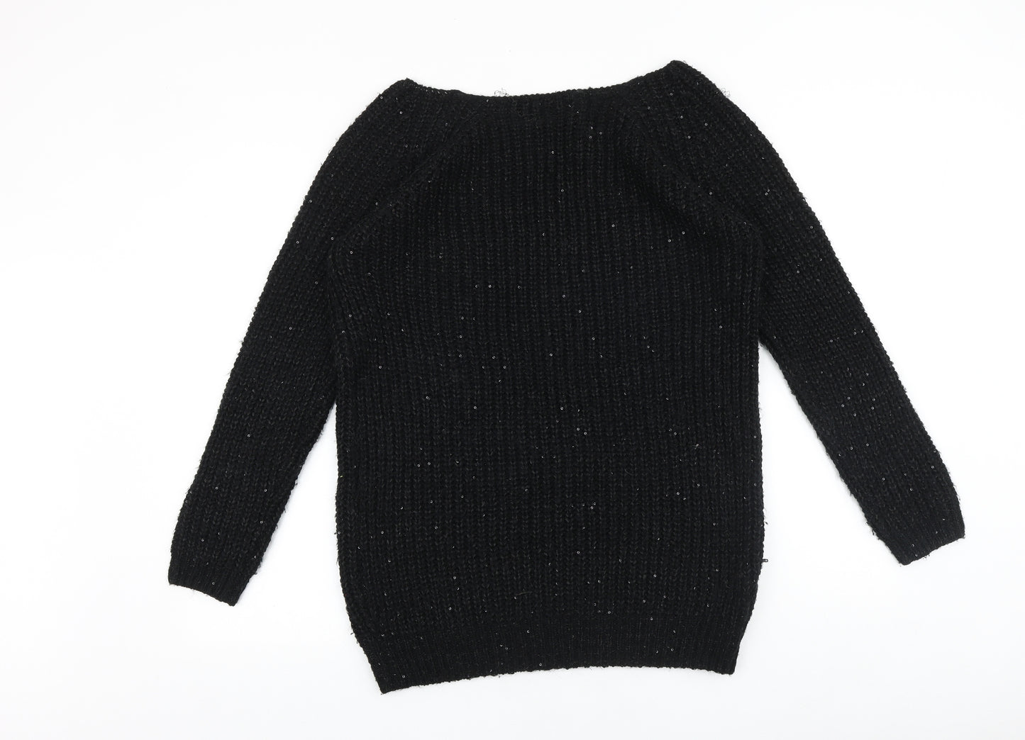 NEXT Womens Black Boat Neck Acrylic Pullover Jumper Size 14