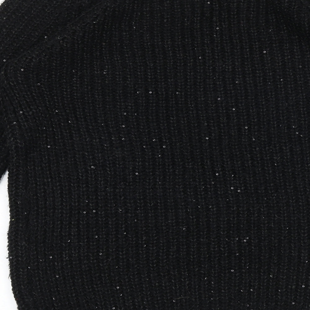 NEXT Womens Black Boat Neck Acrylic Pullover Jumper Size 14