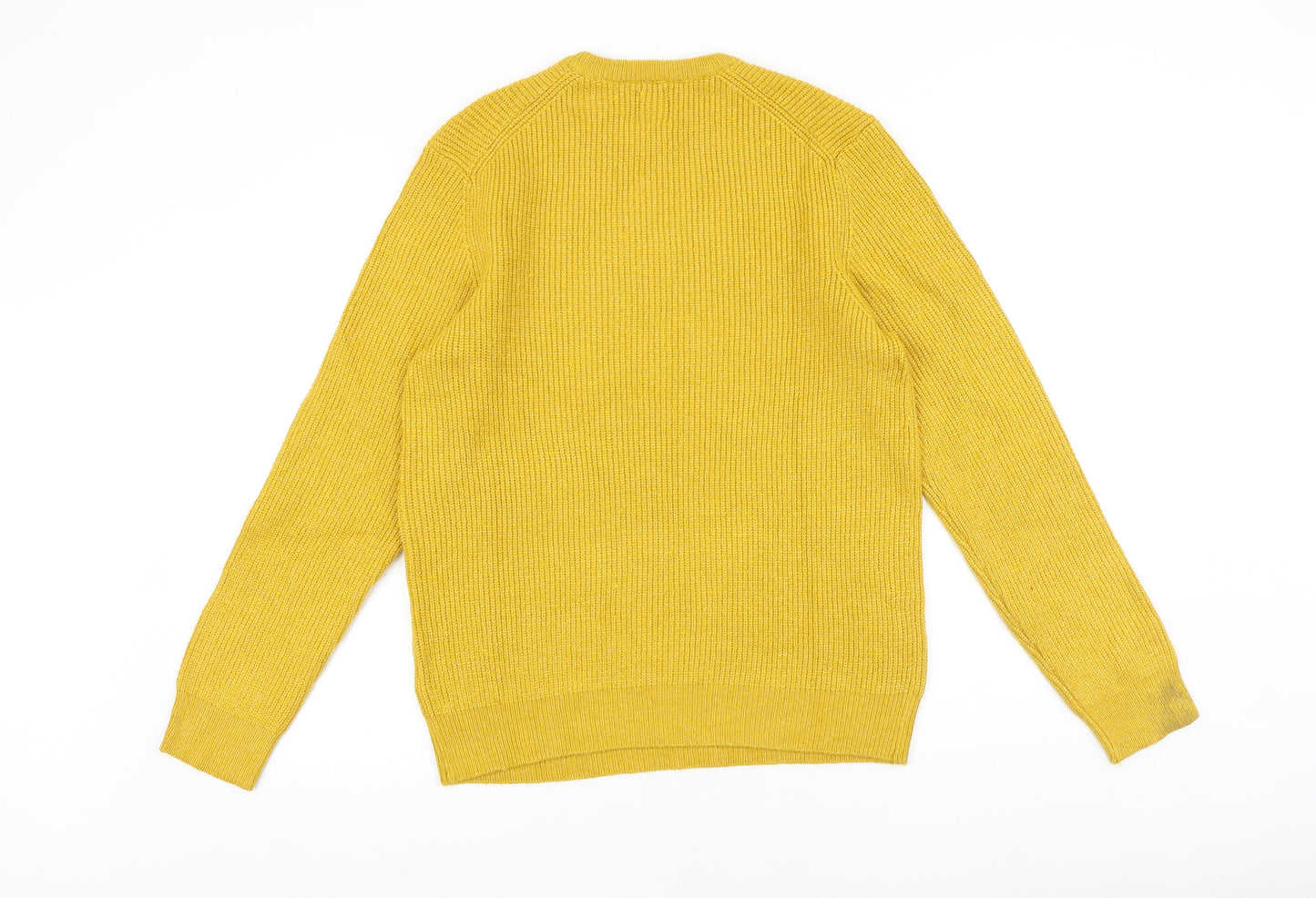 Marks and Spencer Mens Yellow Round Neck Acrylic Pullover Jumper Size M Long Sleeve