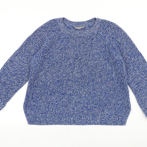 Nutmeg Womens Blue Round Neck Acrylic Pullover Jumper Size 10