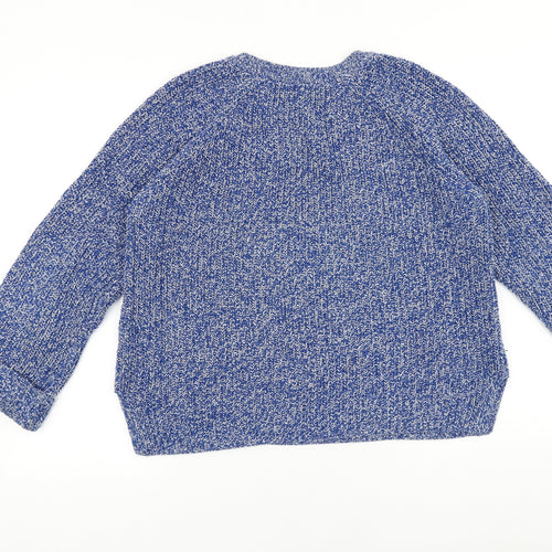 Nutmeg Womens Blue Round Neck Acrylic Pullover Jumper Size 10