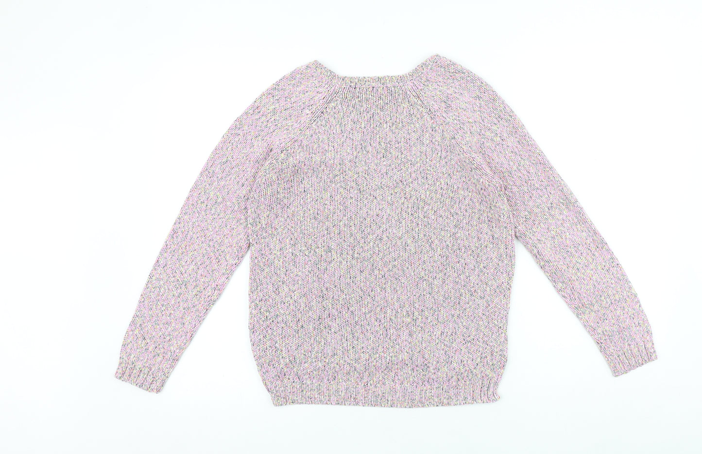 Marks and Spencer Womens Pink V-Neck Acrylic Pullover Jumper Size 8