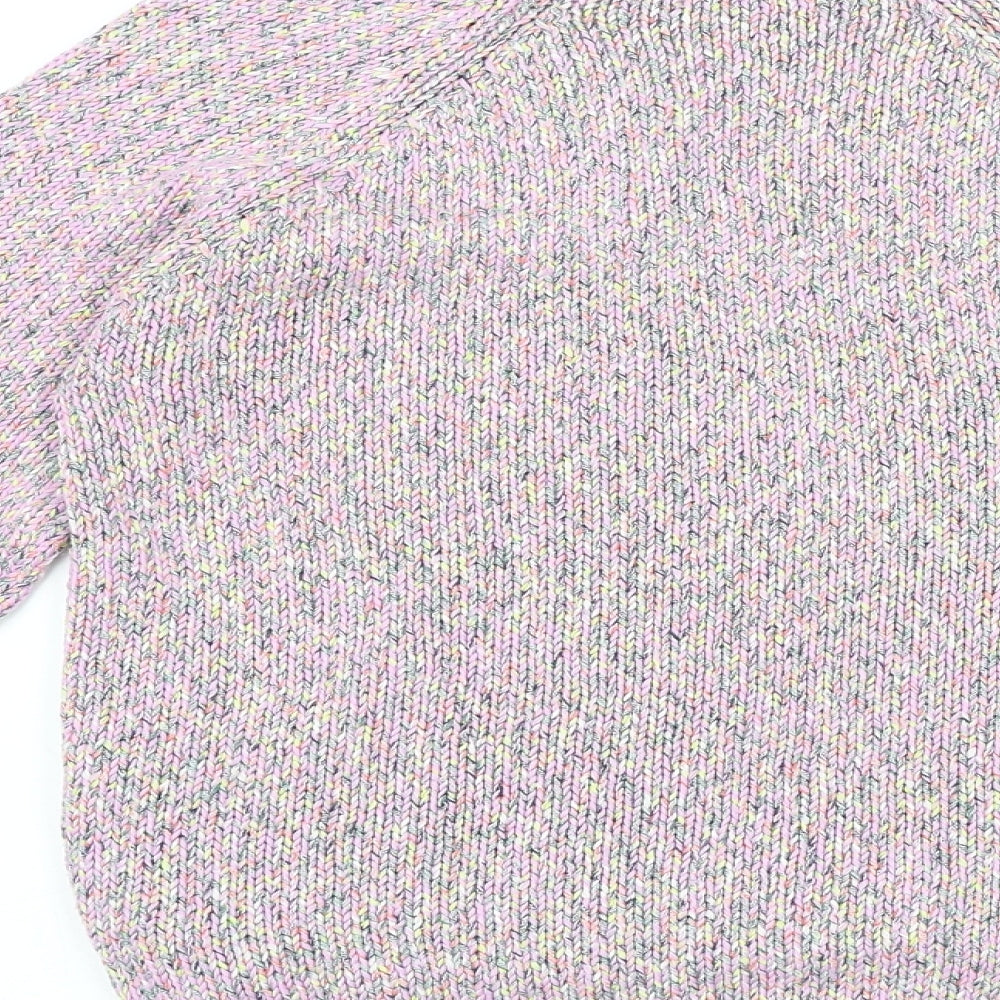 Marks and Spencer Womens Pink V-Neck Acrylic Pullover Jumper Size 8