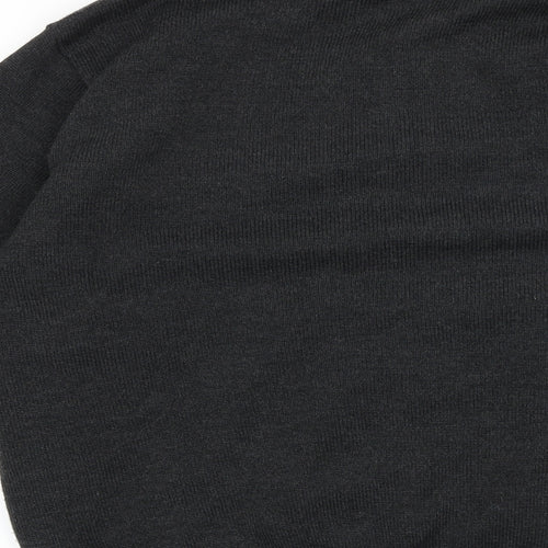 Oscar Jacobson Mens Grey High Neck Cotton Pullover Jumper Size L Long Sleeve
