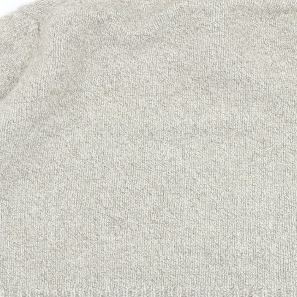 Orvis Mens Beige Round Neck Wool Pullover Jumper Size L Long Sleeve