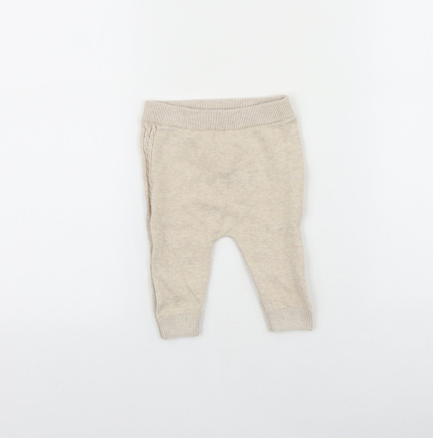 TU Baby Beige 100% Cotton Jogger Leggings Size 3-6 Months