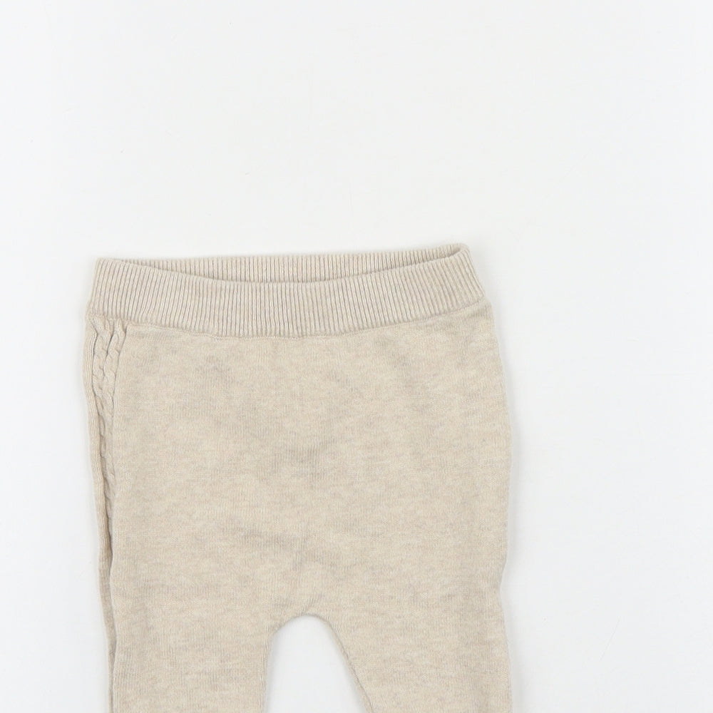 TU Baby Beige 100% Cotton Jogger Leggings Size 3-6 Months