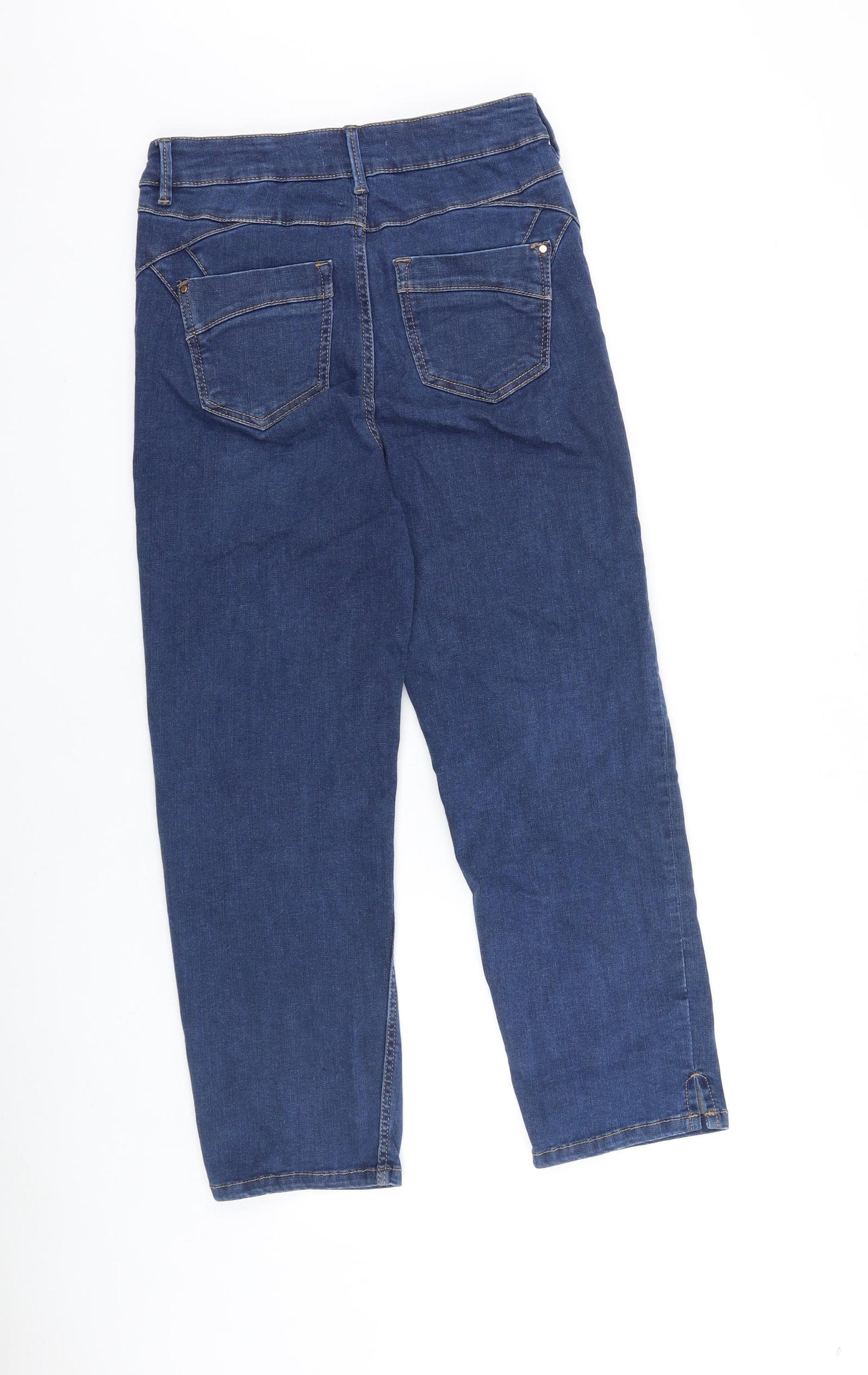 Marks and Spencer Womens Blue Cotton Straight Jeans Size 10 L24 in Regular Zip