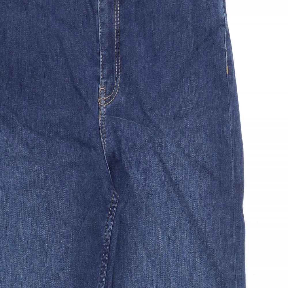 Marks and Spencer Womens Blue Cotton Straight Jeans Size 10 L24 in Regular Zip