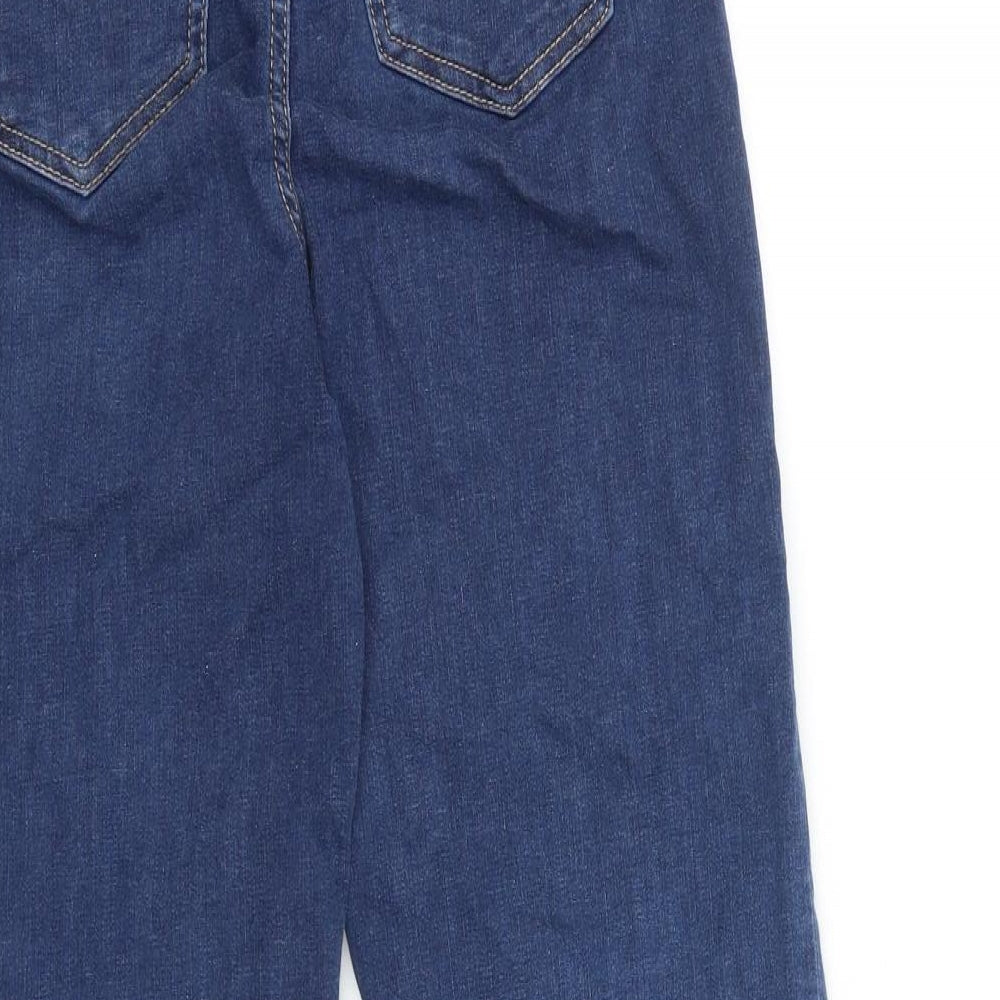 Marks and Spencer Womens Blue Cotton Straight Jeans Size 10 L24 in Regular Zip