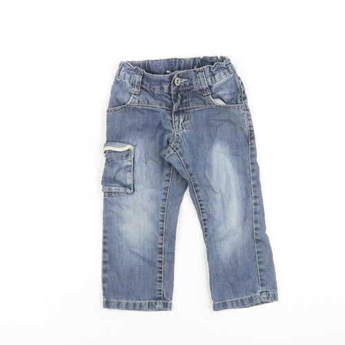 ativo Baby Blue 100% Cotton Jogger Jeans Size 24 Months Zip