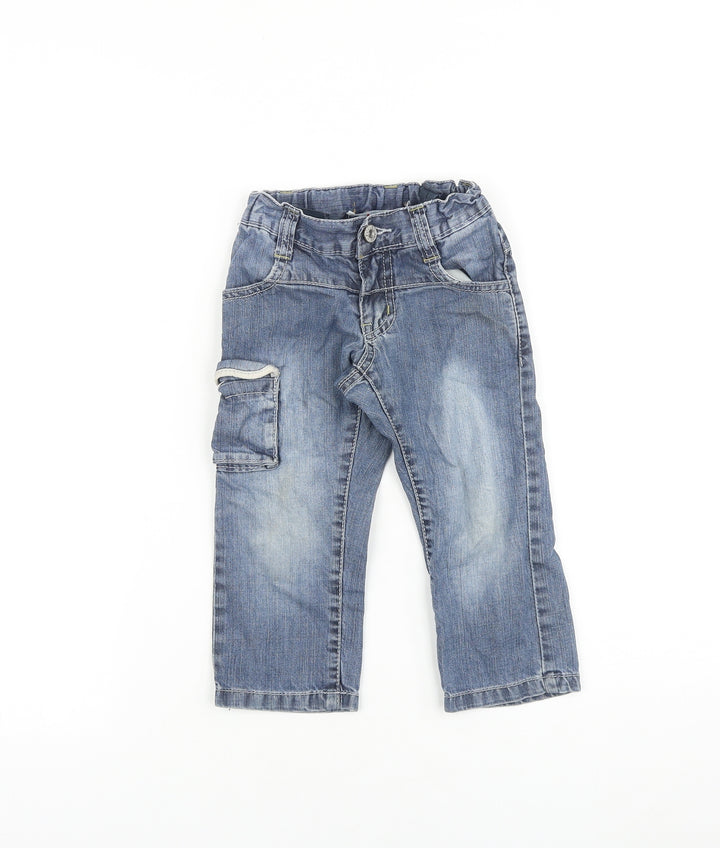 ativo Baby Blue 100% Cotton Jogger Jeans Size 24 Months Zip