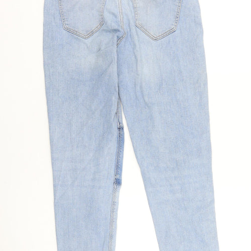 H&M Womens Blue Cotton Tapered Jeans Size 6 L28 in Regular Zip