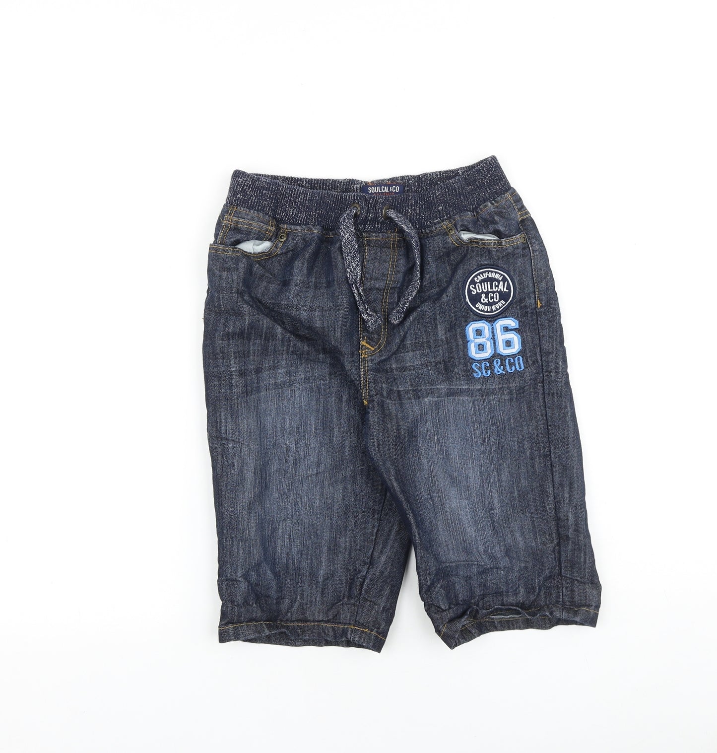SoulCal&Co Boys Blue 100% Cotton Bermuda Shorts Size 11-12 Years Regular Tie