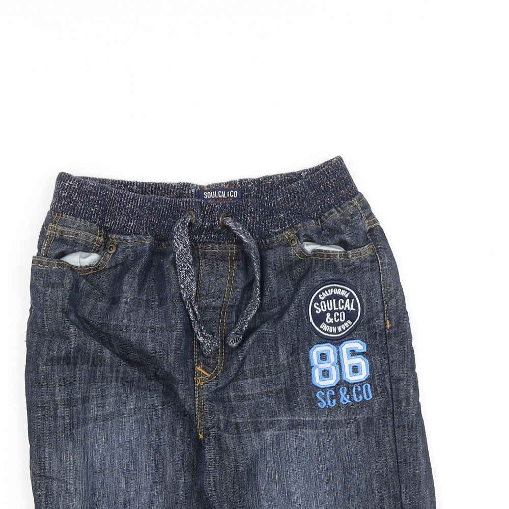SoulCal&Co Boys Blue 100% Cotton Bermuda Shorts Size 11-12 Years Regular Tie