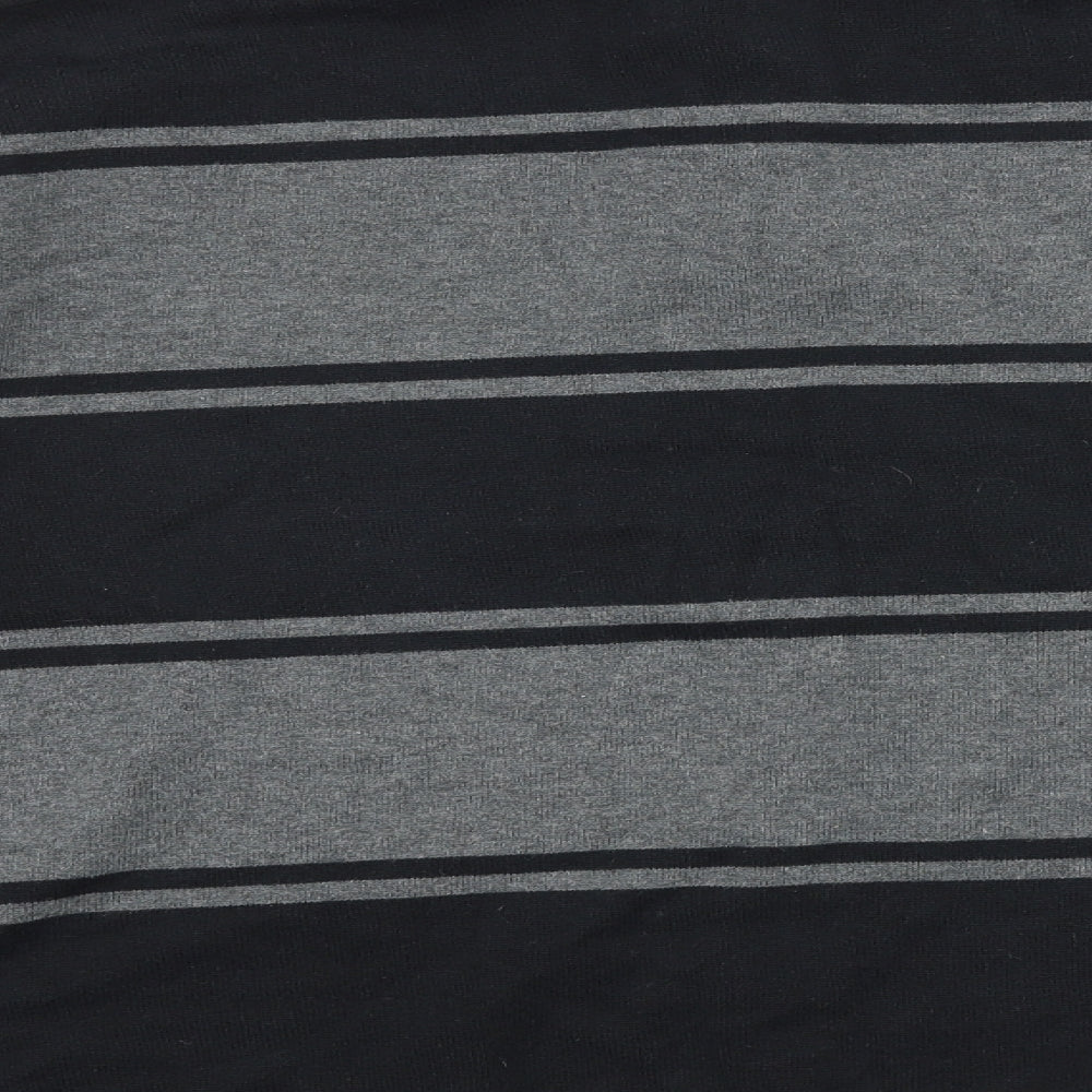 Marks and Spencer Mens Grey Collared Striped Cotton Pullover Jumper Size 2XL Long Sleeve