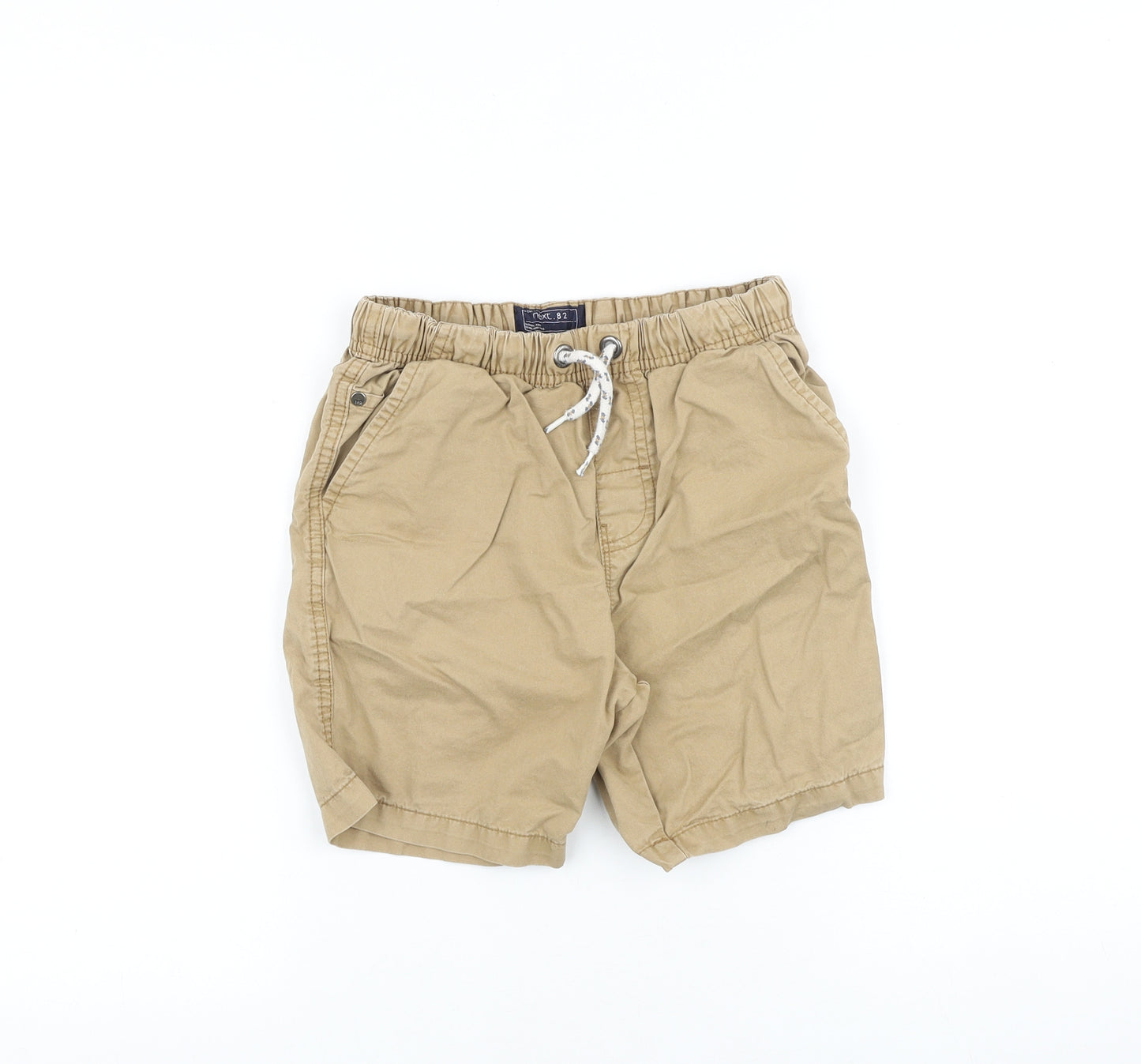 NEXT Boys Brown 100% Cotton Chino Shorts Size 9 Years Regular Drawstring